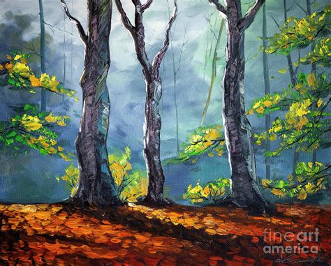 Seasons Tree Forest Landscape Painting Painting by Willson Lau - Fine ...