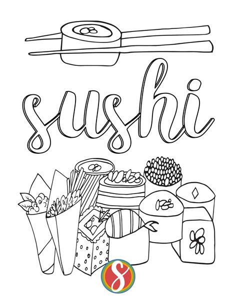 Free Sushi Coloring Pages — Stevie Doodles