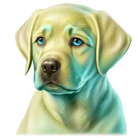 Premium AI Image | Labrador puppy dog portrait realistic colorful gold green