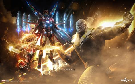 Captain Marvel vs Thanos Wallpaper