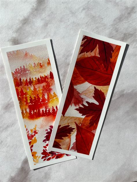 Autumn / Fall Leaves Landscape Watercolor Bookmarks 4-pack - Etsy