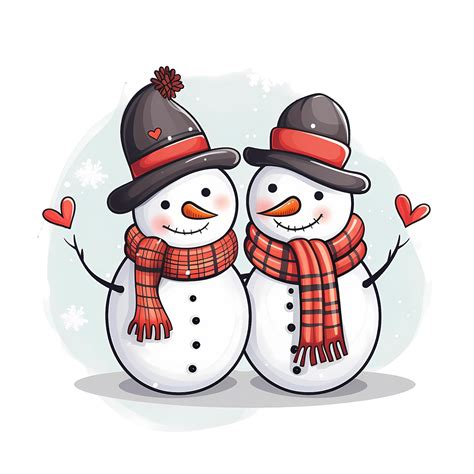 Happy Christmas Snowman PNG Couple Clipart, Cute Christmas Snowman Watercolor Clipart, Christmas ...