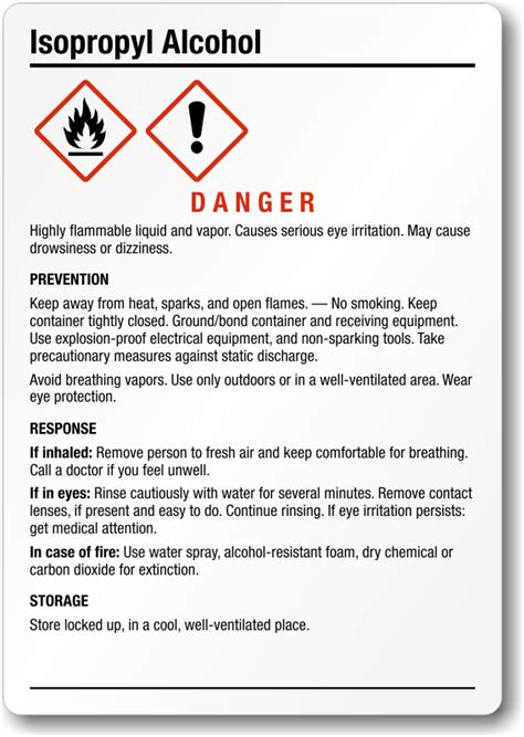 Medium GHS Isopropyl Alcohol Label, SKU: GHS-029-B