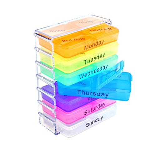 AM PM Weekly Pill Organizer Box, Pill Dispensers Reminders, 28 Compartment Slots, Stackable ...