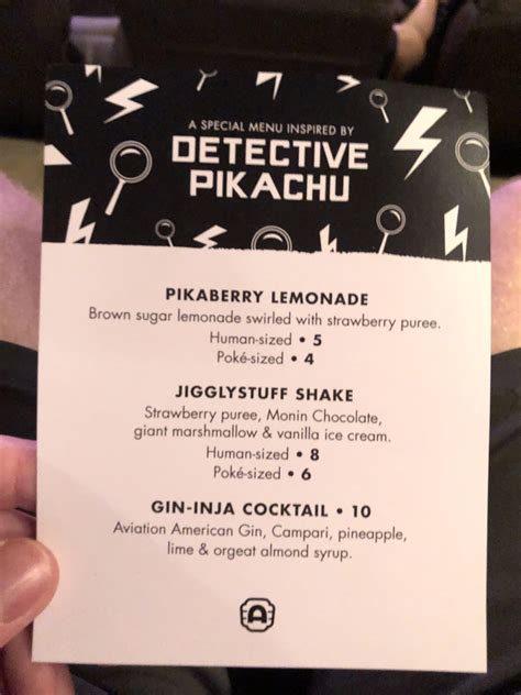 My theater’s menu has Pokemon puns for Detective Pikachu : r/mildlyinteresting