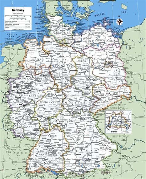 Map of Germany with cities - Germany main cities map (Western Europe - Europe)