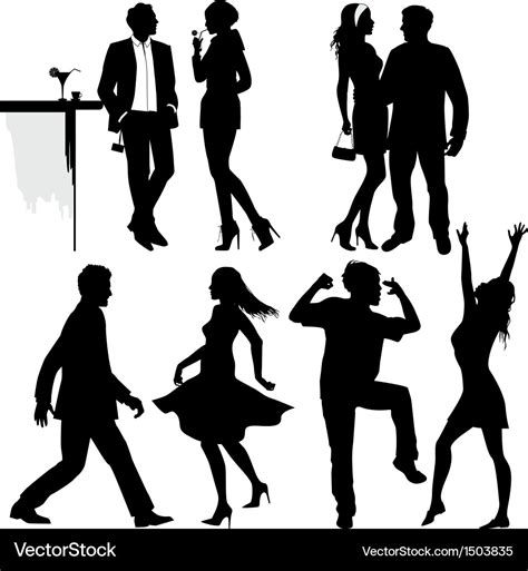 Several people are dancing on the party silhouette