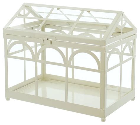 Home Garden Collections - Decorative White Metal Tabletop Greenhouse/Terrarium & Reviews | Houzz