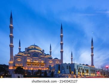 Camlica Mosque Night View Evening Blue Stock Photo 2143342127 | Shutterstock