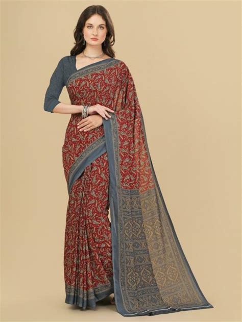 Buy DORI Women Red Printed Crepe Single Saree Online at Best Prices in India - JioMart.