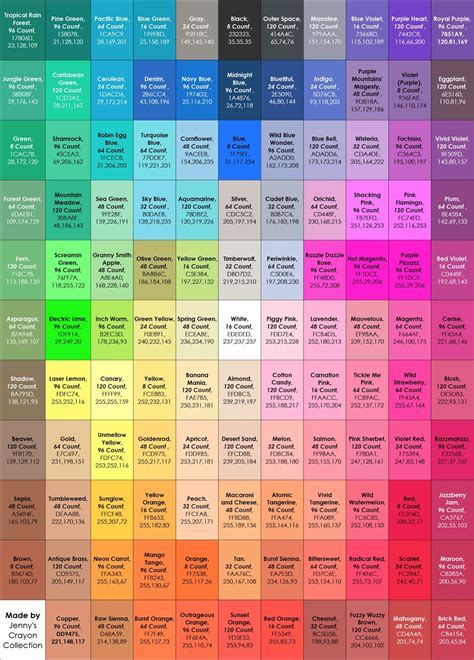 List Of Every Crayola Crayon Color Names