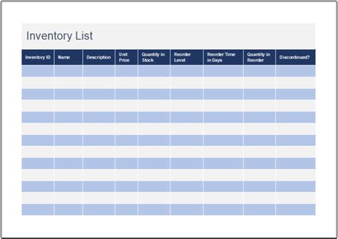 Parts List Template