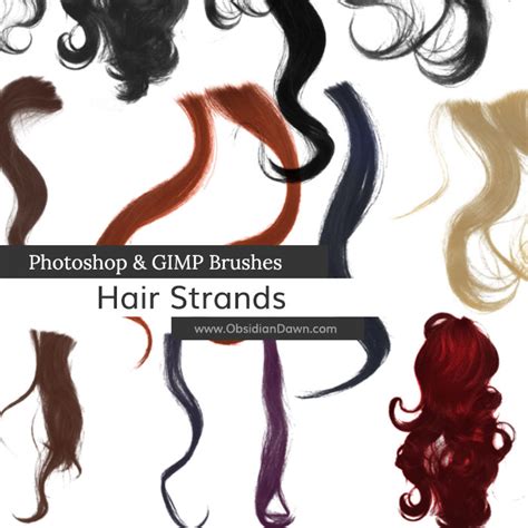 Hair Strands Photoshop & GIMP Brushes | Obsidian Dawn