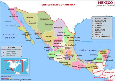 Mexico Map States And Capitals - Sam Leslie