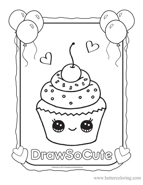 Draw So Cute Cupcake Coloring Pages - Free Printable Coloring Pages