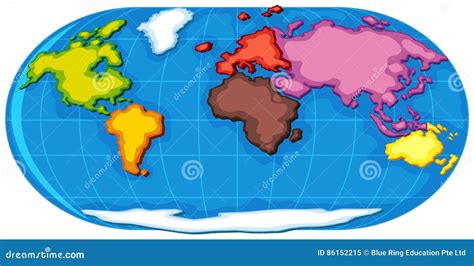 Seven Continents World Map Cartoon Vector | CartoonDealer.com #73323703