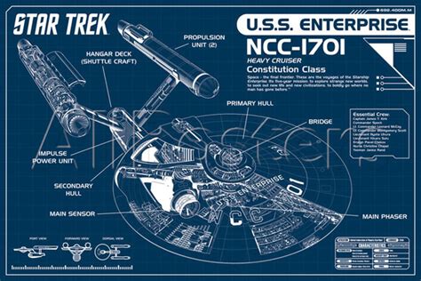 Star Trek Enterprise Blueprint Poster - GeekAlerts