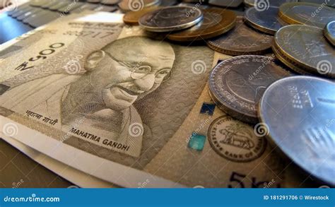 Five Hundred Indian Rupee Note with Mahatma Gandhi S Face, Surrounded ...