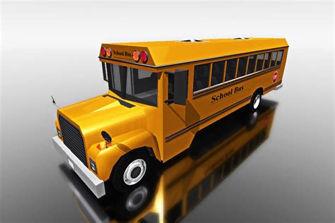 Yellow School Bus For Games 3D model FBX