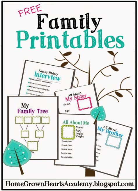 Home Grown Hearts Academy Homeschool Blog: FREE Family Printables