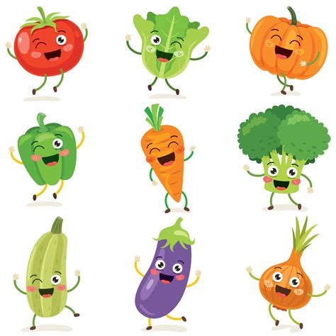 Set of Happy Cartoon Vegetables 913551 Vector Art at Vecteezy