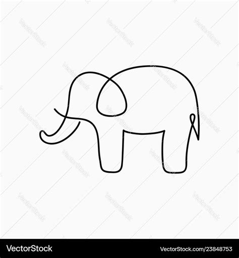 Elephant one line drawing Royalty Free Vector Image