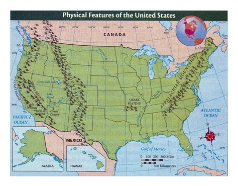 Detailed physical features map of the United States | USA | Maps of the USA | Maps collection of ...