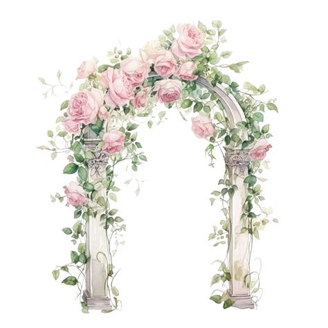 Wedding Arch With A Rose Vine Watercolor Illustration, Wedding, Flower ...