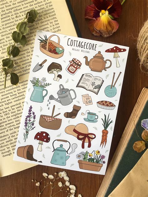 Cottagecore Sticker Sheet Bullet Journal Stickers Planner | Etsy