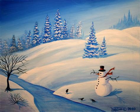 Original Acrylic Painting Snowy Landscape Art Winter Scenery | Etsy ...