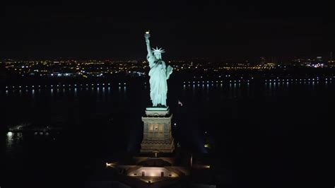 5.5K stock footage aerial video orbit the front of the Statue of ...