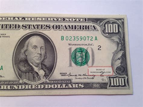 Old 1969 One Hundred $100 Bill Federal Reserve Note - B Series York, Ny