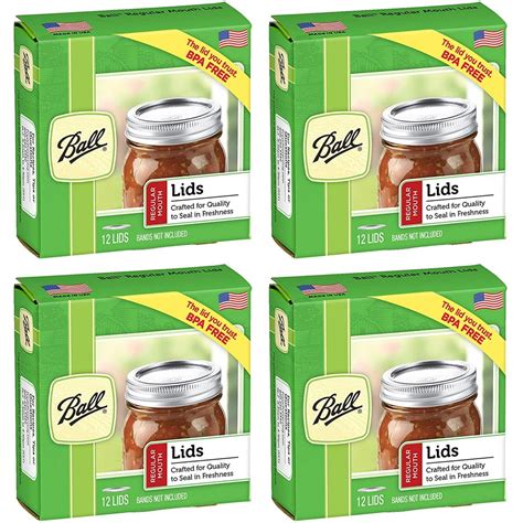 Ball Regular Mouth Canning Mason Jar Lids 4-Packs with 12-Lids Each (48 Lids Total) - Walmart ...