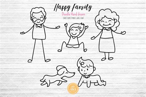 Hand Drawn Happy Cute Family SVG Clipart Graphic by AN8DesignHappiness · Creative Fabrica