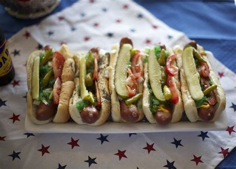 “Chicago-style” Hot Dogs | Chicago style hot dog, Hot dog toppings, Picallili recipe