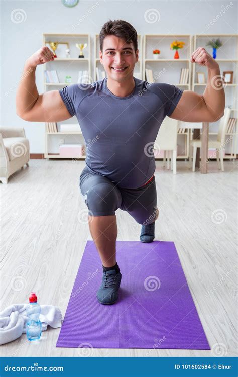 Young Man Exercising at Home in Sports and Healthy Lifestyle Con Stock Photo - Image of fitness ...