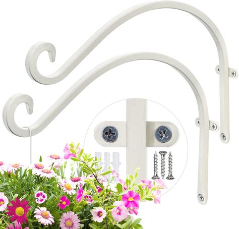 Amazon.com: AJART White Plant Hanger Outdoor: 12-Inch Plant Hooks for Wall Indoor - Metal Plant ...