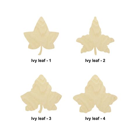 Ivy Leaf Shape Wooden Multiple Sizes Laser Cut Unfinished Wood Cutout ...