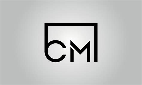 Letter CM logo design. CM logo with square shape in black colors vector free vector template ...