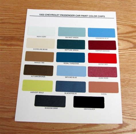 1955 CHEVY PAINT CHIP CHART ALL ORIGINAL COLORS ** USA MADE ** | eBay