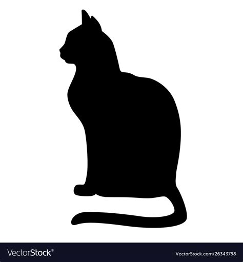 Silhouette a black cat sitting Royalty Free Vector Image