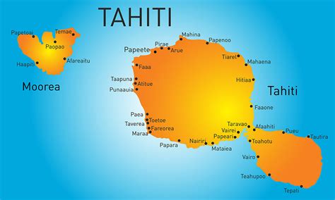 Vector color map of Tahiti ~ Illustrations ~ Creative Market