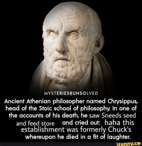 MYSTERIESRUNSOLVED Ancient Athenian philosopher named Chrysippus, head of the Stoic school of ...