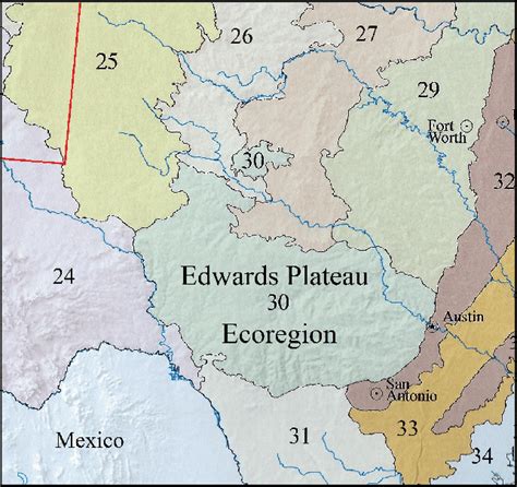 The location of the Edwards Plateau Ecoregion (30), USA (modified from ...