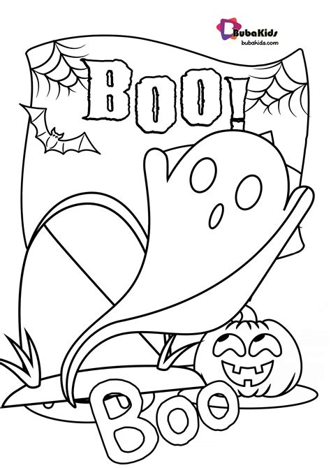 Boo Halloween Coloring Page | BubaKids.com