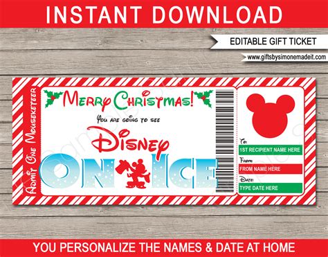 Christmas Disney on Ice Gift Ticket Template | Gift Voucher