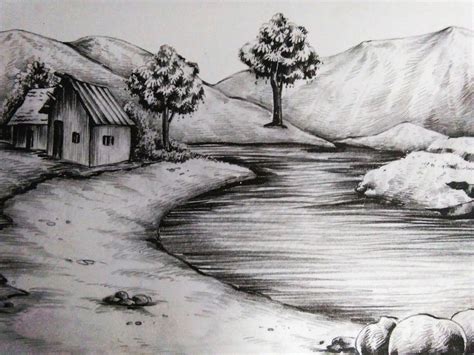 Nature Picture Pencil Drawing