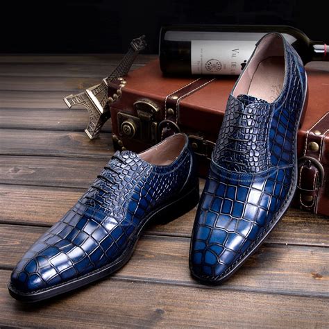 2016 Luxury mens Goodyear Welted Shoes Italian Hand made Men's Crocodile Leather Shoes Boss ...