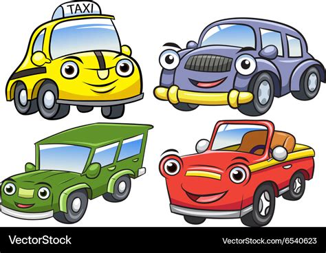 Cute cartoon car characters Royalty Free Vector Image