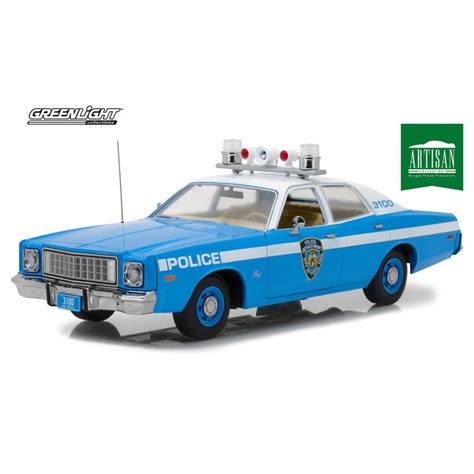 1975 Plymouth Fury Police Pursuit, Blue - Greenlight 19043 - 1/18 Scale Diecast Model Toy Car ...